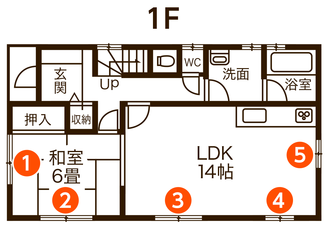 図面例 12窓お見積り例 1F