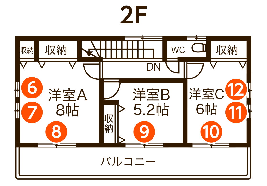 図面例 12窓お見積り例 2F